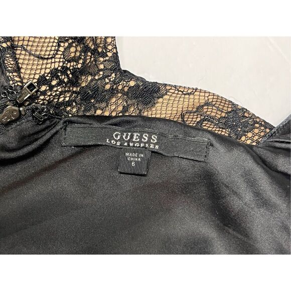 Guess Claudia Black Lace Sleeveless Sheath Dress 6 Velvet Sexy Party Lacy - Picture 3 of 12